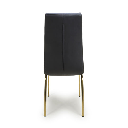 Jenner Leather Effect Black/Gold Dining Chair - Set Of 2