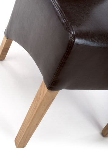 Krista Roll Back Bonded Leather Brown Dining Chair - Set Of 2