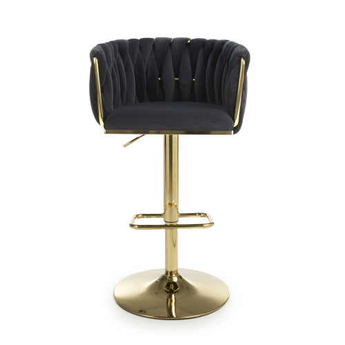 Bellaire Brushed Velvet Black Bar Stool