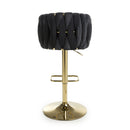 Bellaire Brushed Velvet Black Bar Stool