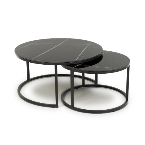 Delta Round Black Nest of Tables