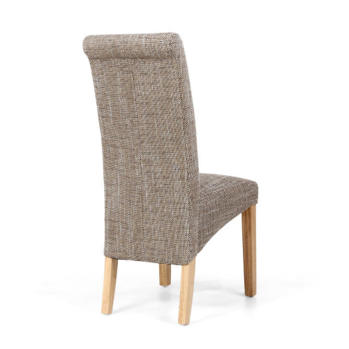 Karta Scroll Back Tweed Oatmeal Dining Chair