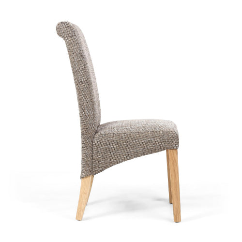 Karta Scroll Back Tweed Oatmeal Dining Chair