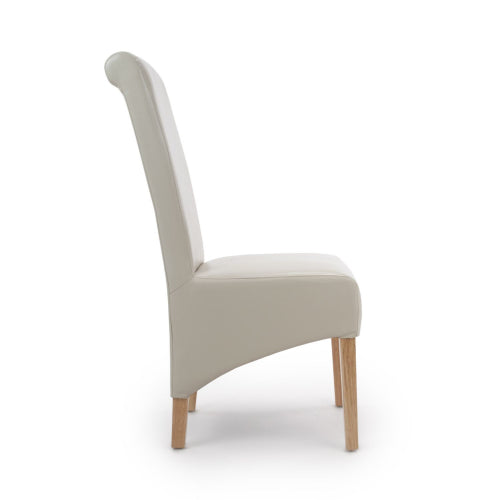 Krista Roll Back Bonded Leather Ivory Dining Chair