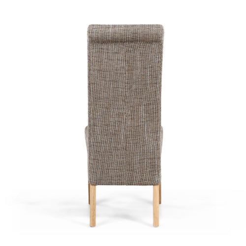 Karta Scroll Back Tweed Oatmeal Dining Chair
