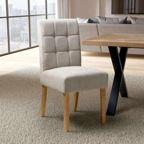 Moseley Waffle Flax Effect Natural Dining Chair in Natural Legs