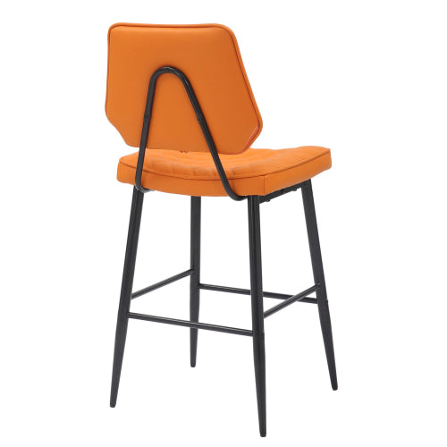 Garrick Real Leather Orange Bar Stool