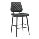 Garrick Real Leather Black Bar Stool