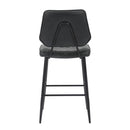 Garrick Real Leather Black Bar Stool