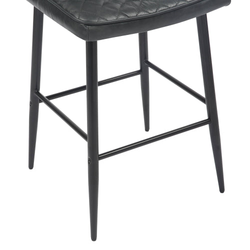 Garrick Real Leather Black Bar Stool