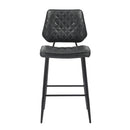 Garrick Real Leather Black Bar Stool