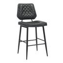 Garrick Real Leather Black Bar Stool