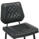 Garrick Real Leather Black Bar Stool