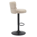 Mason Brushed Velvet Cream/Black Bar Stool