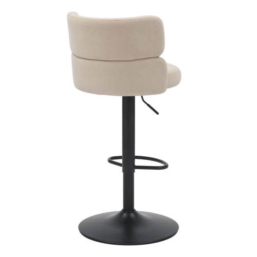 Mason Brushed Velvet Cream/Black Bar Stool