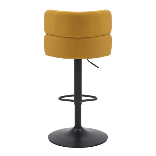 Mason Brushed Velvet Mustard/Black Bar Stool