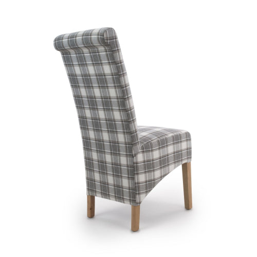 Krista Roll Back Herringbone Check Cappuccino Dining Chair