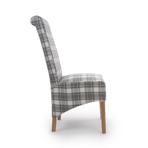 Krista Roll Back Herringbone Check Cappuccino Dining Chair