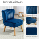 HOMCOM Velvet Accent Chair Occasional Tub Chair For Living Room, Dark Blue