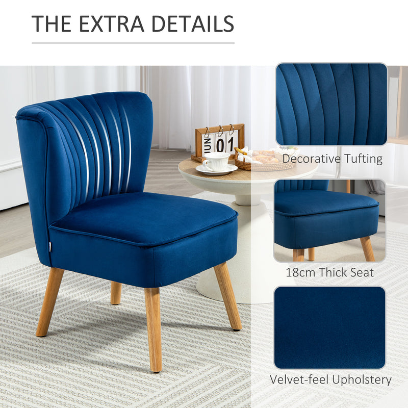 HOMCOM Velvet Accent Chair Occasional Tub Chair for Living Room, Dark Blue