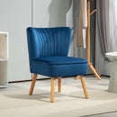 HOMCOM Velvet Accent Chair Occasional Tub Chair For Living Room, Dark Blue