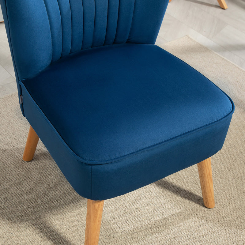 HOMCOM Velvet Accent Chair Occasional Tub Chair for Living Room, Dark Blue