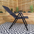 Set of 2 Outdoor Garden Patio Multi Position Reclining Folding Chair in Black