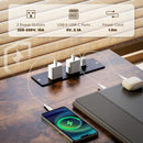 HOMCOM Computer Writing Desk With Power Outlets, Drawers, Shelves - White/Rustic Brown