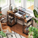 HOMCOM Computer Writing Desk With Power Outlets, Drawers, Shelves - White/Rustic Brown