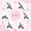 HOMCOM 6 In 1 Kids Trike, Stroller With Parent Handle