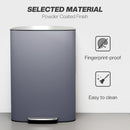 HOMCOM Pedal Bin With Soft-Close Lid, 50L Kitchen Bin With Carry Handle Grey