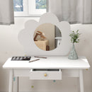 AIYAPLAY Kids Dressing Table with Mirror and Stool, Drawer, Cloud Design