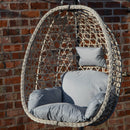 Samuel Alexander Hanging Garden Rattan Egg Chair with Steel Frame and Waterproof Cover in Cool Grey