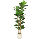HOMCOM Artificial Fiddle Leaf Fig Tree With Solid Wood Trunks