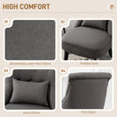 HOMCOM Fabric Single Sofa Upholstered with Pillow Wood Leg Charcoal Grey
