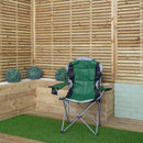 Luxury Padded High Back Outdoor Folding Chair With Cupholder In Green