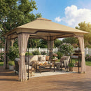 Outsunny 3.3 x 3.3 m Garden Gazebo with Shelves, UPF50+ Permanent Gazebo