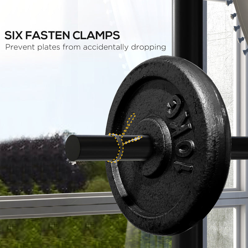 SPORTNOW Olympic Weight Plate Rack with 4 Wheels and 6 Fasten Clamps
