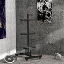SPORTNOW Olympic Weight Plate Rack with 4 Wheels and 6 Fasten Clamps