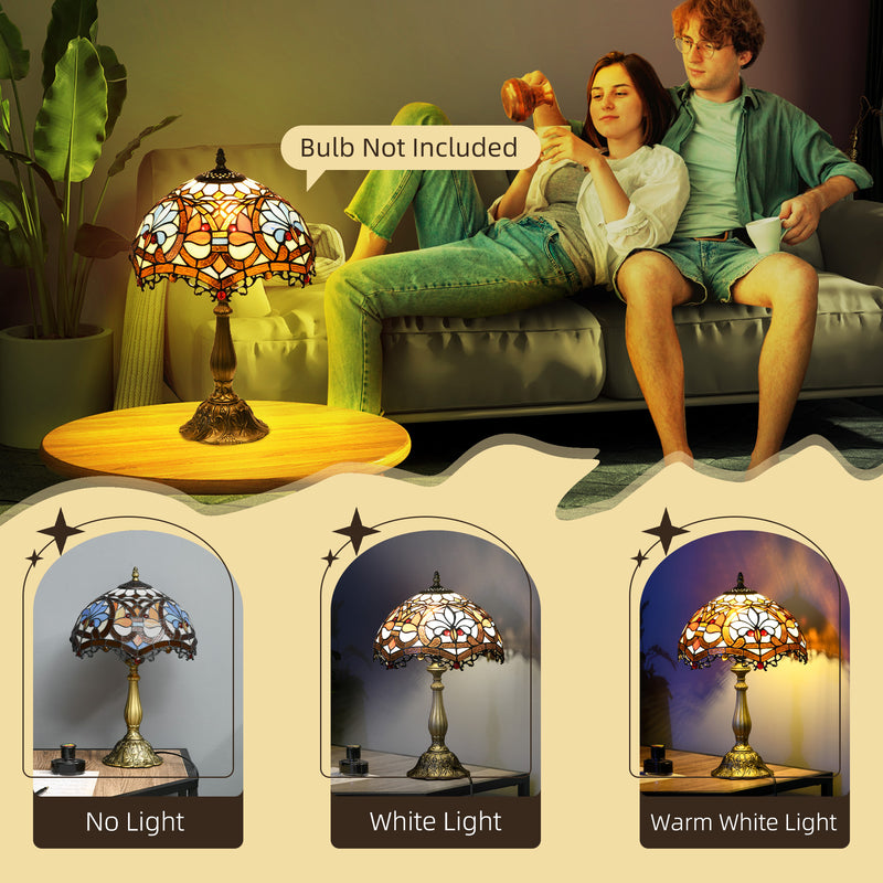 HOMCOM Antique Table Lamp, for Bedroom Bedside, Bulb not Included, Sunflower