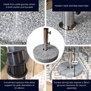 25kg Round Granite Garden Parasol / Umbrella Base Weight Stainless Steel Pole