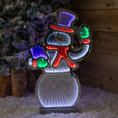 56cm Infinity Light up Standing Snowman Christmas Decoration with Multi-Coloured LEDs on Metal Base