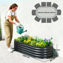 Outsunny Set of 2 Raised Beds for Garden with Metal Plant Stakes, Dark Grey