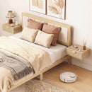 HOMCOM Floating Nightstands Set Of 2 Bedside Tables W/ Wave Drawer Oak