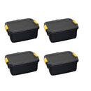 24L Heavy Duty Lockable & Stackable Storage Tub Chest with Clips in Black