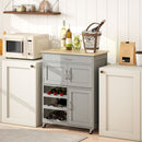 HOMCOM Rolling Kitchen Island Trolley Storage Cart w/ Rubberwood Top, Grey