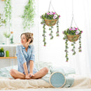 HOMCOM Set Of 2 Artificial Plants, Azalea Flowers In Basket