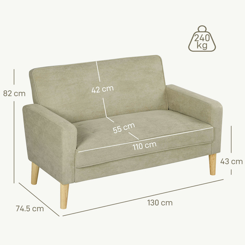 HOMCOM 2 Seater Sofa, Velvet-Feel Upholstered Loveseat for Small Space