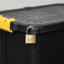 60L Heavy Duty Lockable & Stackable Storage Tub Chest with Clips in Black
