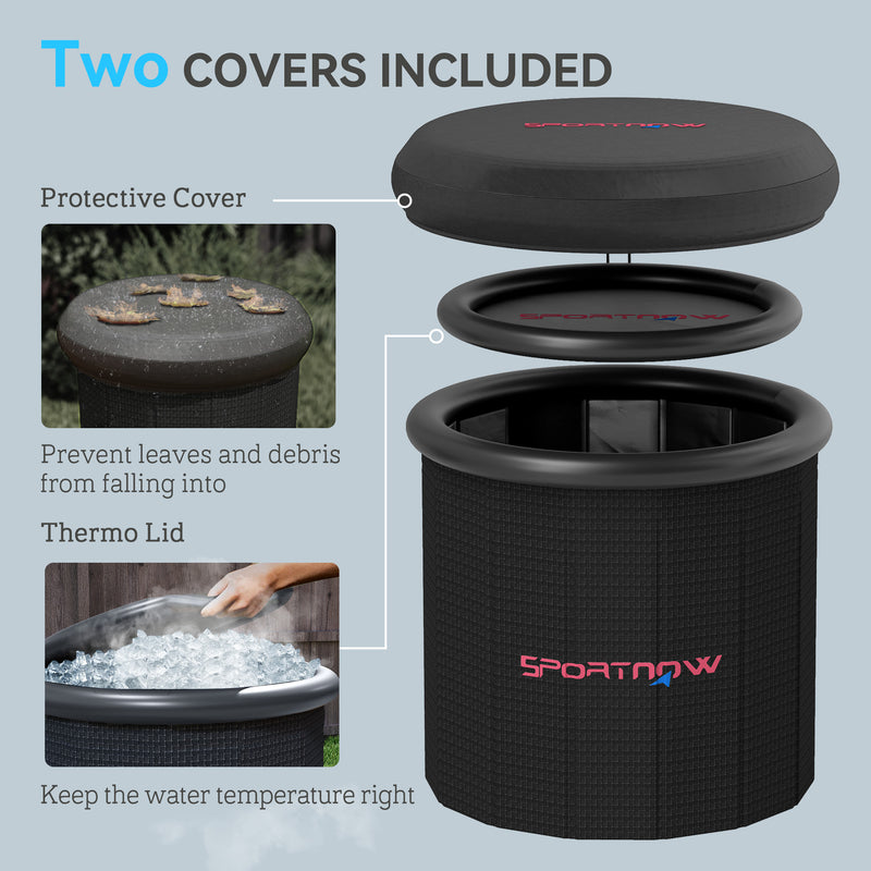 SPORTNOW Ice Bath Tub Outdoor, 300L Portable Cold Water Therapy Tub, Black